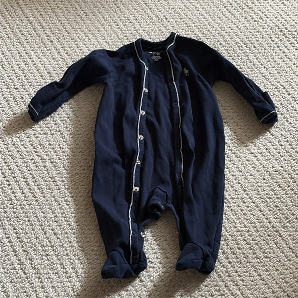 Ralph Lauren Dark Blue Kids Footie onesie